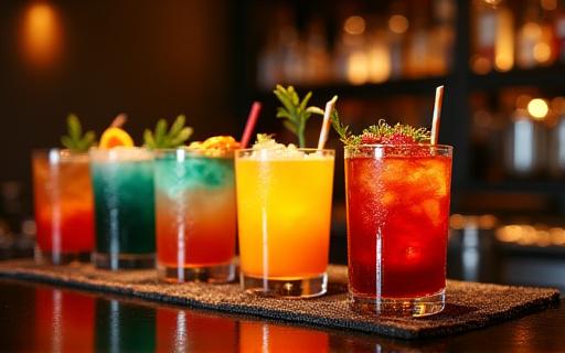 Håndlavede cocktails ved baren.